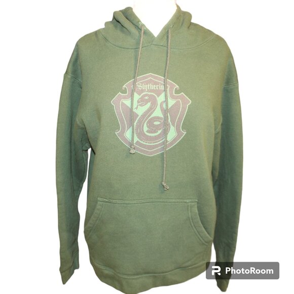 HARRY POTTER Hoodie Slytherin Sz L Unisex Graphic Sweatshirt Hoody Green Snake - Picture 1 of 8